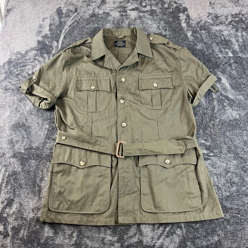 Vtg Willis & Geiger Safari Hemingway Belted Button Up Bush Poplin XL/XXL* - Picture 1 of 12